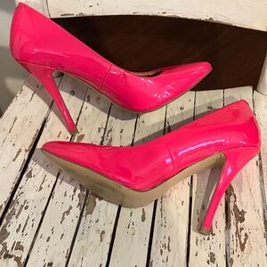 Steve Madden Size 9 Intrude HOT Pink Patent Leather Stiletto High Heel Shoes
